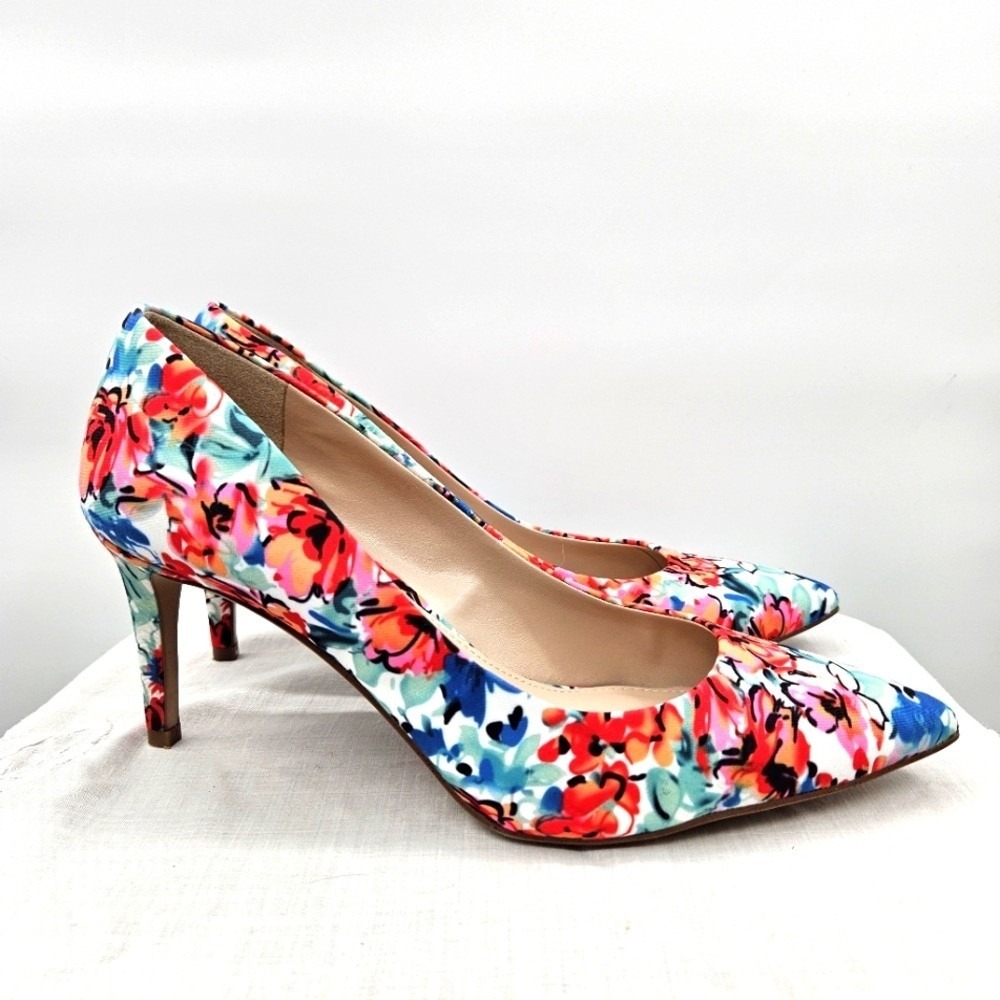 Kelly & Katie‎ Misha Red Multi Watercolor Flower Print 9.5 - Picture 3 of 9
